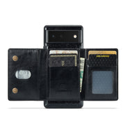 For Google Pixel 6 DG.MING M3 Series Glitter Powder Card Bag Leather Case(Black)