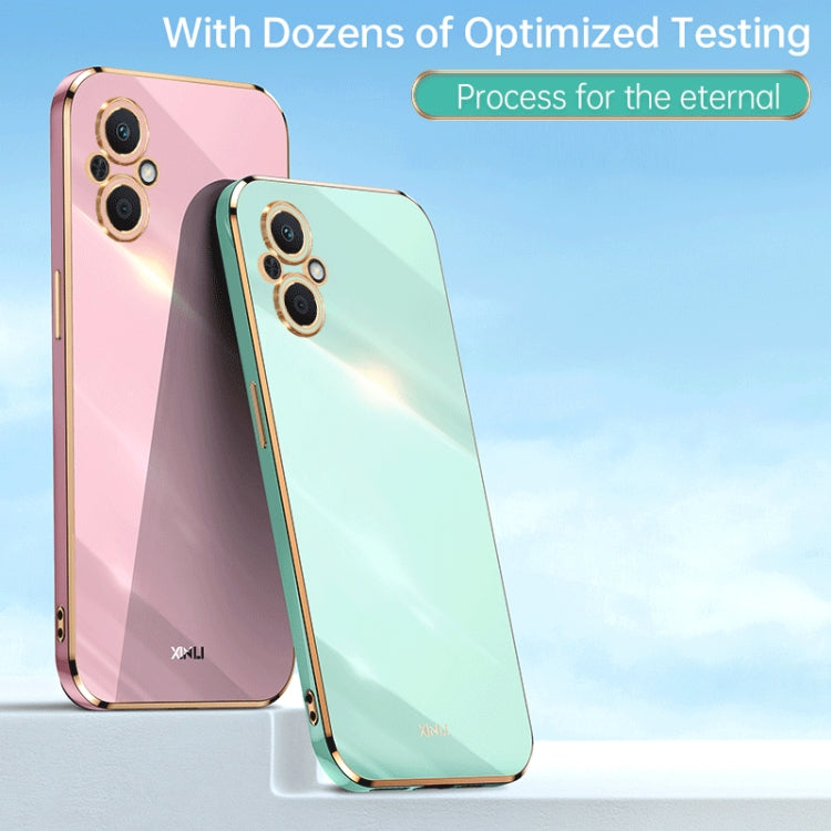 For OPPO A96 XINLI Straight 6D Plating Gold Edge TPU Phone Case(Black)
