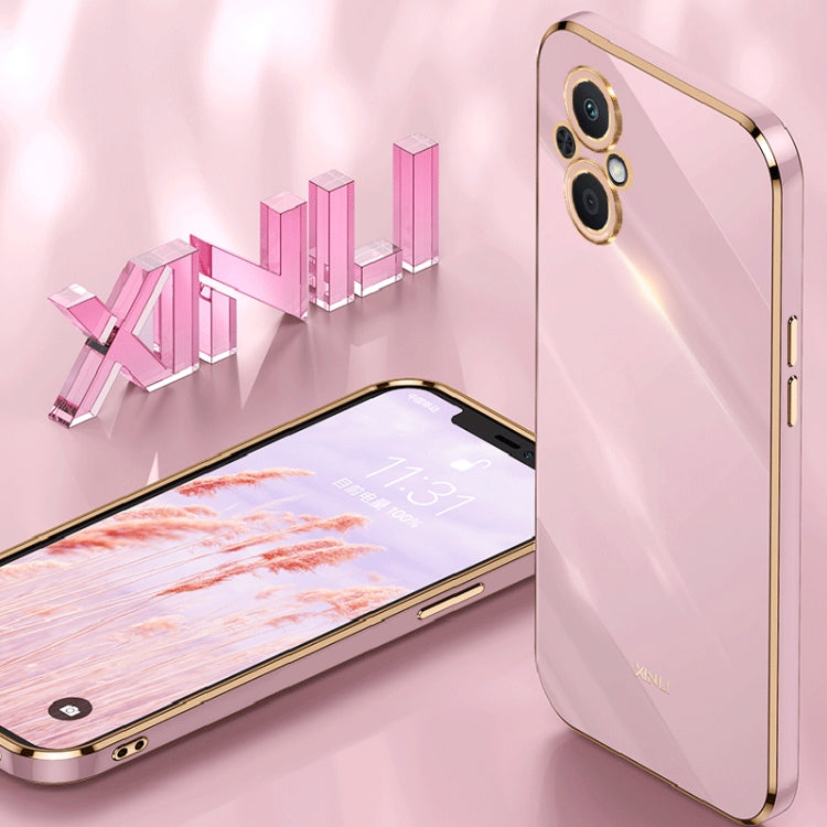 For OPPO A96 XINLI Straight 6D Plating Gold Edge TPU Phone Case(Black)