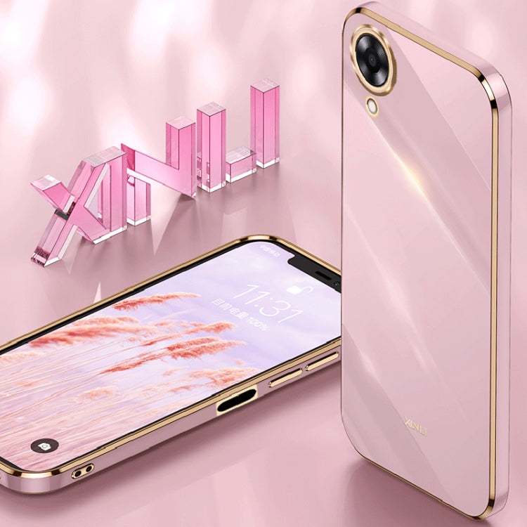 For OPPO A17k XINLI Straight 6D Plating Gold Edge TPU Phone Case(Hawthorn Red)