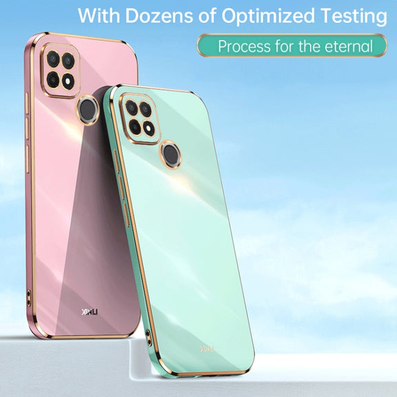 For Realme C21Y XINLI Straight 6D Plating Gold Edge TPU Phone Case(Black)