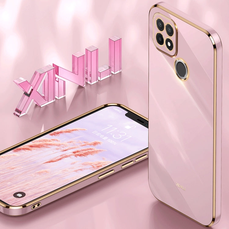 For Realme C21Y XINLI Straight 6D Plating Gold Edge TPU Phone Case(Black)