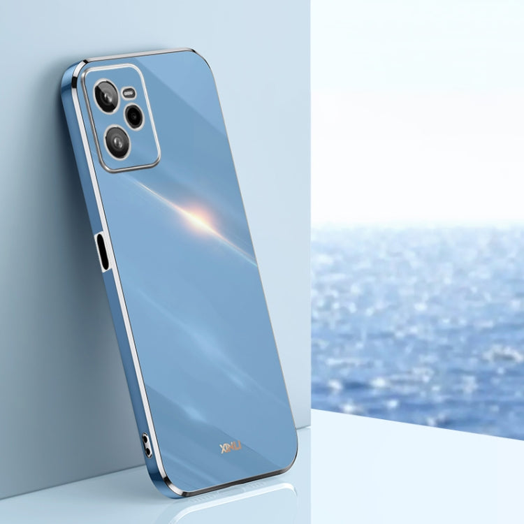 For Realme C35 XINLI Straight 6D Plating Gold Edge TPU Phone Case(Celestial Blue)