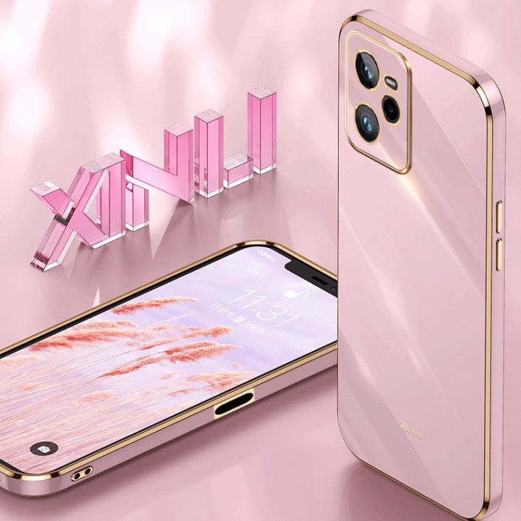 For Realme C35 XINLI Straight 6D Plating Gold Edge TPU Phone Case(Celestial Blue)