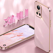 For Realme GT Neo 3 XINLI Straight 6D Plating Gold Edge TPU Phone Case(Black)