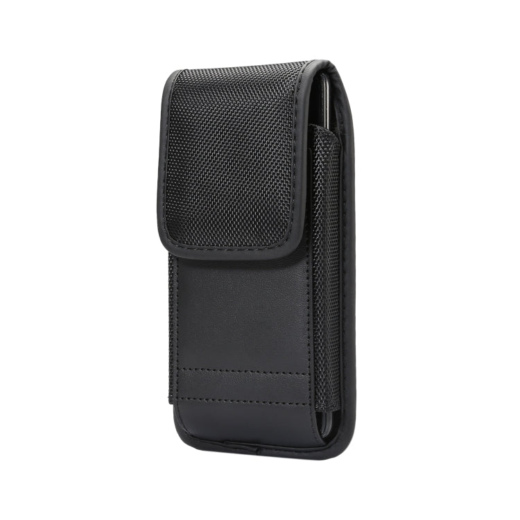 For 6.4-6.9 inch Universal Nylon Cloth Mobile Phone Waist Bag with Card Slot(Black)