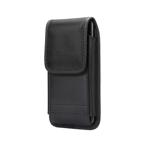For 6.4-6.9 inch Universal Nylon Cloth Mobile Phone Waist Bag with Card Slot(Black)