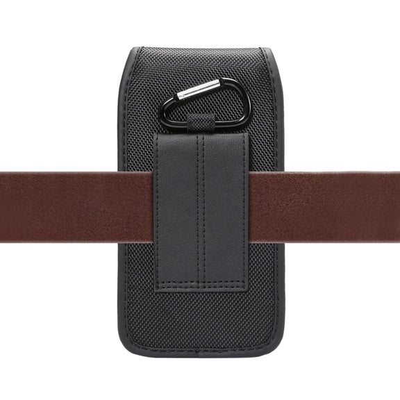 For 6.4-6.9 inch Universal Nylon Cloth Mobile Phone Waist Bag with Card Slot(Black)