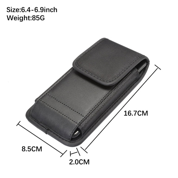 For 6.4-6.9 inch Universal Nylon Cloth Mobile Phone Waist Bag with Card Slot(Black)