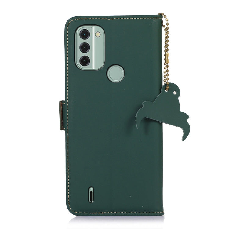 For Nokia C31 Genuine Leather Magnetic RFID Leather Phone Case(Green)