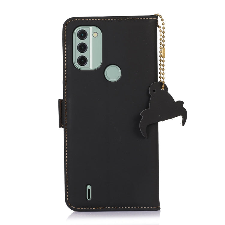 For Nokia C31 Genuine Leather Magnetic RFID Leather Phone Case(Black)