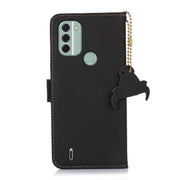 For Nokia C31 Genuine Leather Magnetic RFID Leather Phone Case(Black)