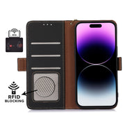 For Nokia C31 Genuine Leather Magnetic RFID Leather Phone Case(Black)