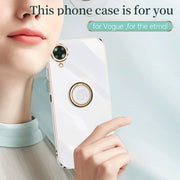 For OPPO A17k XINLI Straight Edge 6D Electroplate TPU Phone Case with Ring Holder(Black)
