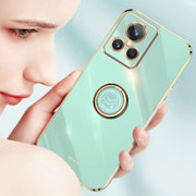 For Realme GT Neo 3 XINLI Straight Edge 6D Electroplate TPU Phone Case with Ring Holder(Black)