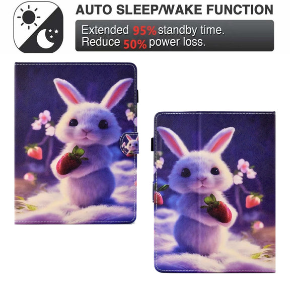For 10 inch Tablet Electric Pressed TPU Leather Tablet Case(Strawberry Bunny)