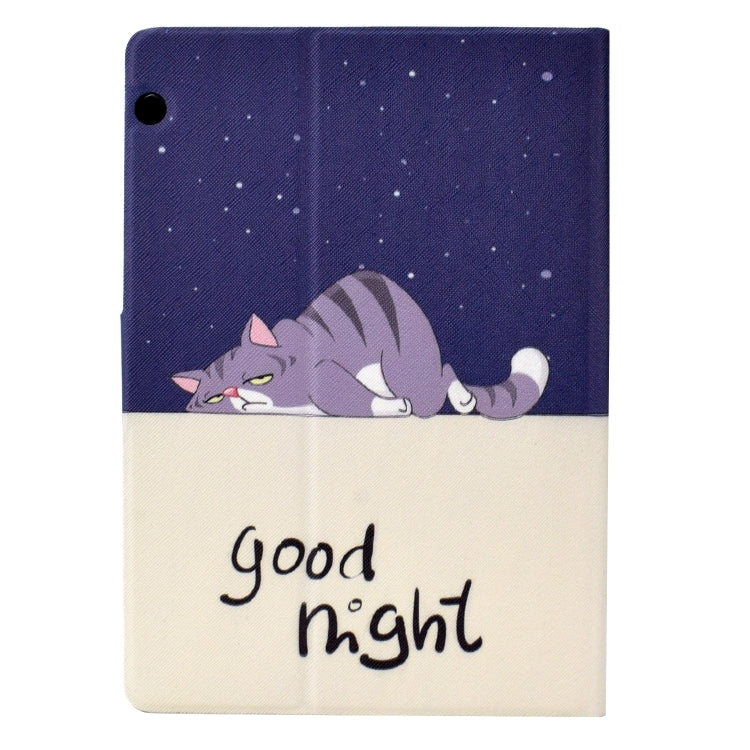 For Huawei MediaPad T3 10 Electric Pressed TPU Leather Tablet Case(Lazy Cat)