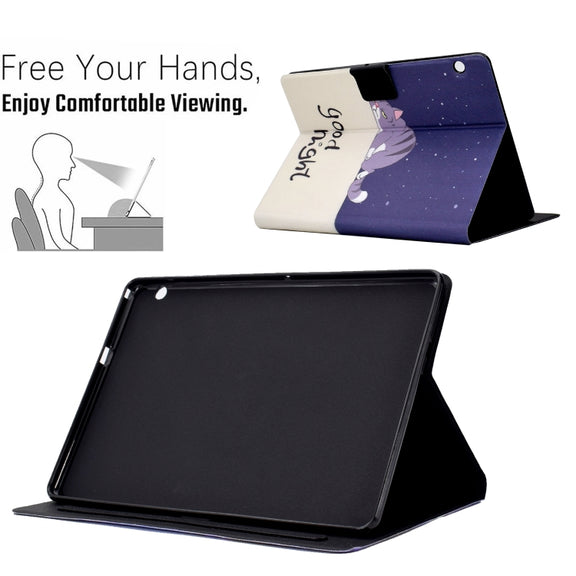 For Huawei MediaPad T5 Electric Pressed TPU Leather Tablet Case(Lazy Cat)