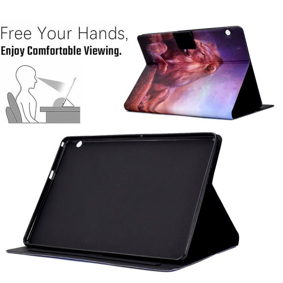 For Huawei MediaPad T5 Electric Pressed TPU Leather Tablet Case(Lion King)