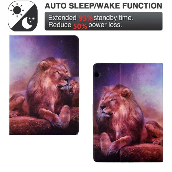 For Huawei MediaPad T5 Electric Pressed TPU Leather Tablet Case(Lion King)