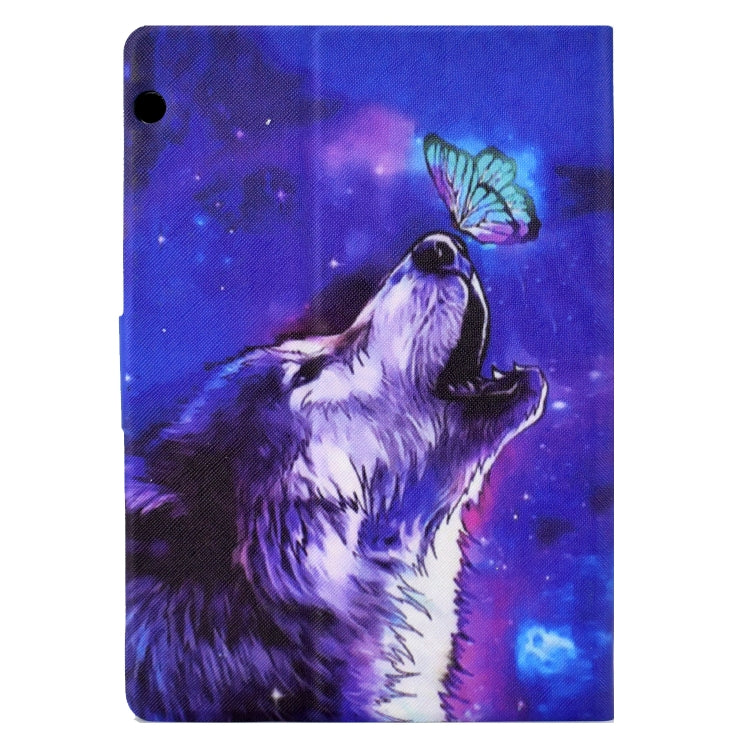 For Huawei MediaPad T5 Electric Pressed TPU Leather Tablet Case(Butterfly Wolf)