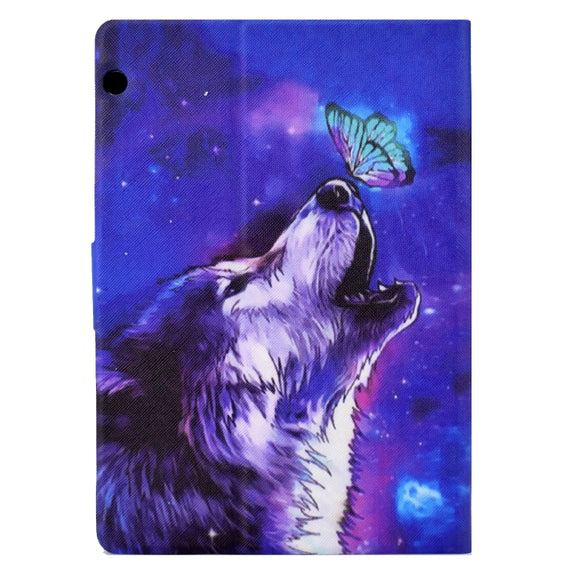 For Huawei MediaPad T5 Electric Pressed TPU Leather Tablet Case(Butterfly Wolf)