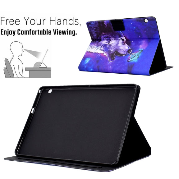 For Huawei MediaPad T5 Electric Pressed TPU Leather Tablet Case(Butterfly Wolf)