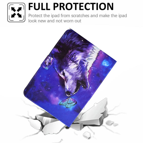 For Huawei MediaPad T5 Electric Pressed TPU Leather Tablet Case(Butterfly Wolf)