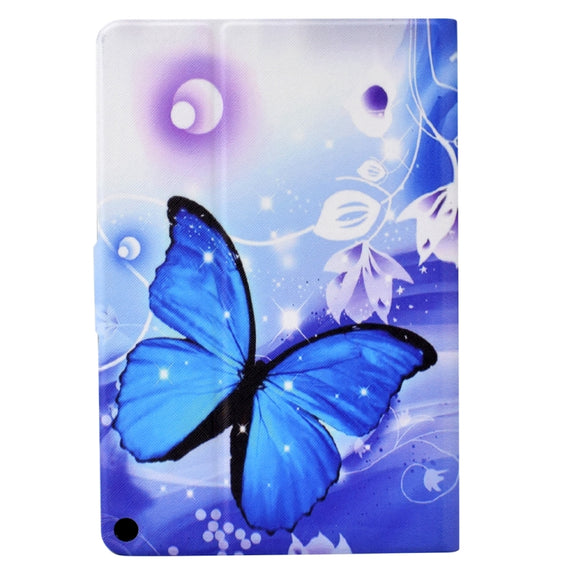For Amazon Kindle Fire HD 10 2021 Electric Pressed TPU Smart Leather Tablet Case(Blue Butterfly)