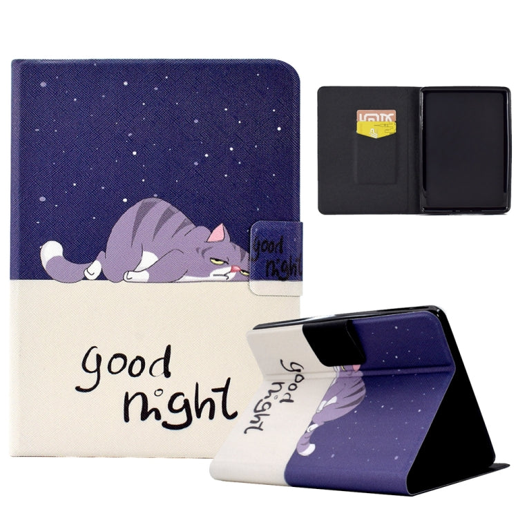 For Amazon Kindle Paperwhite 4/3/2/1 Electric Pressed TPU Smart Leather Tablet Case(Lazy Cat)