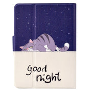 For Amazon Kindle Paperwhite 4/3/2/1 Electric Pressed TPU Smart Leather Tablet Case(Lazy Cat)