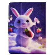 For Amazon Kindle Paperwhite 4/3/2/1 Electric Pressed TPU Smart Leather Tablet Case(Strawberry Bunny)