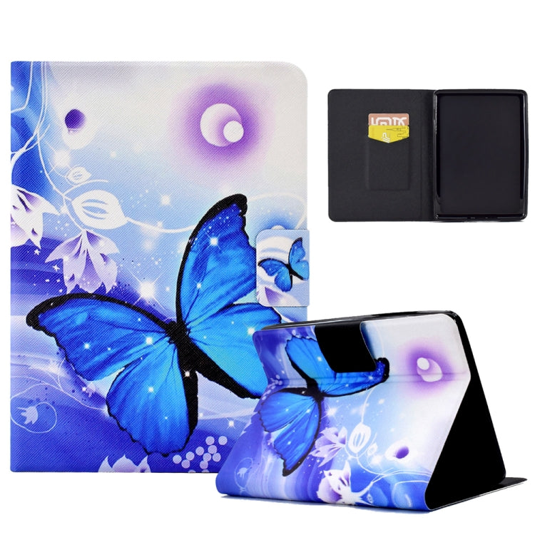 For Amazon Kindle Paperwhite 5 2021 Electric Pressed TPU Smart Leather Tablet Case(Blue Butterfly)