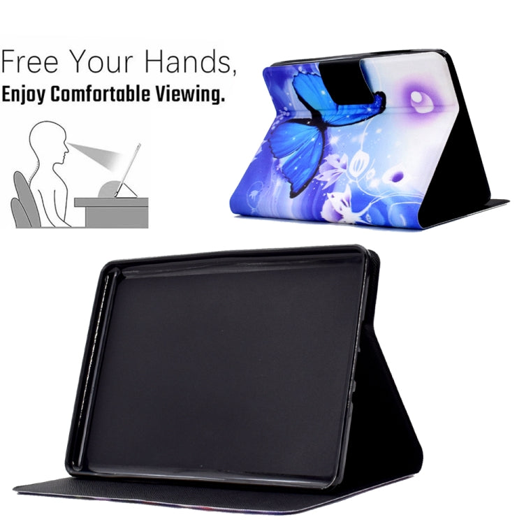 For Amazon Kindle Paperwhite 5 2021 Electric Pressed TPU Smart Leather Tablet Case(Blue Butterfly)