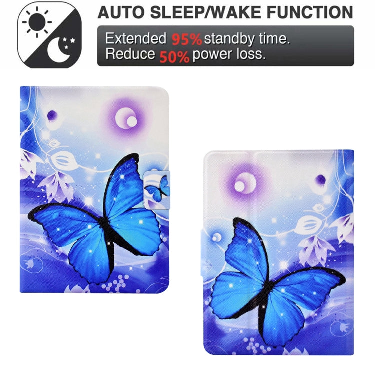 For Amazon Kindle Paperwhite 5 2021 Electric Pressed TPU Smart Leather Tablet Case(Blue Butterfly)