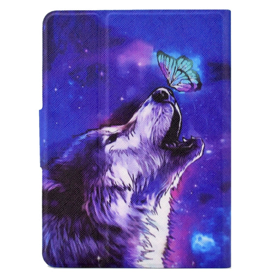 For Amazon Kindle Paperwhite 5 2021 Electric Pressed TPU Smart Leather Tablet Case(Butterfly Wolf)