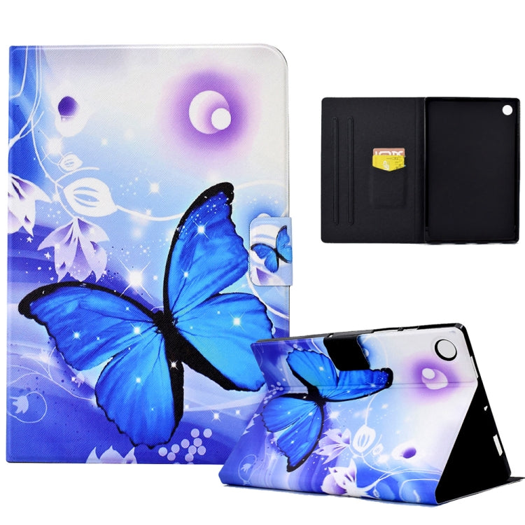 For Lenovo Tab M10 Plus 3rd Gen Electric Pressed TPU Smart Leather Tablet Case(Blue Butterfly)
