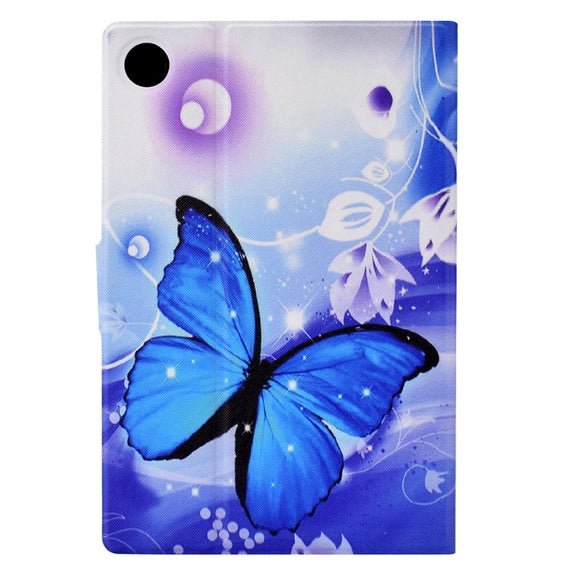For Lenovo Tab M10 Plus 3rd Gen Electric Pressed TPU Smart Leather Tablet Case(Blue Butterfly)