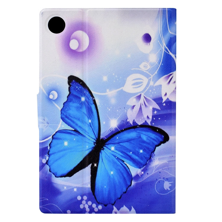 For Lenovo Tab M10 Plus 3rd Gen Electric Pressed TPU Smart Leather Tablet Case(Blue Butterfly)