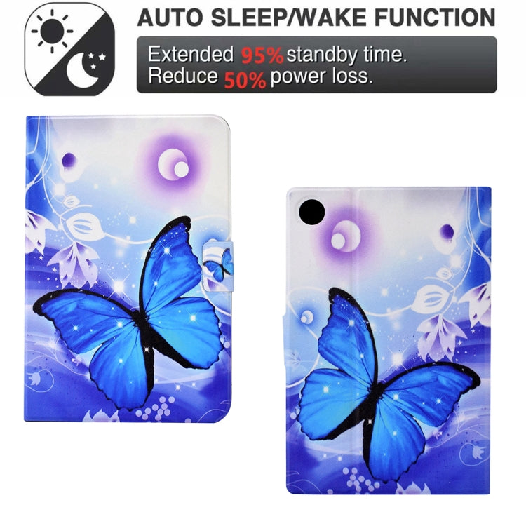 For Lenovo Tab M10 Plus 3rd Gen Electric Pressed TPU Smart Leather Tablet Case(Blue Butterfly)