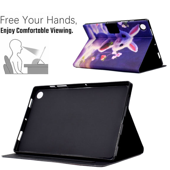 For Lenovo M10 Plus Electric Pressed TPU Smart Leather Tablet Case(Strawberry Bunny)