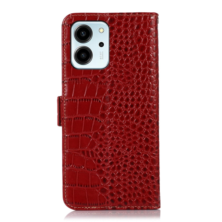 For Honor 80 SE Crocodile Top Layer Cowhide Leather Phone Case(Red)