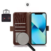 For Honor 80 SE Crocodile Top Layer Cowhide Leather Phone Case(Brown)
