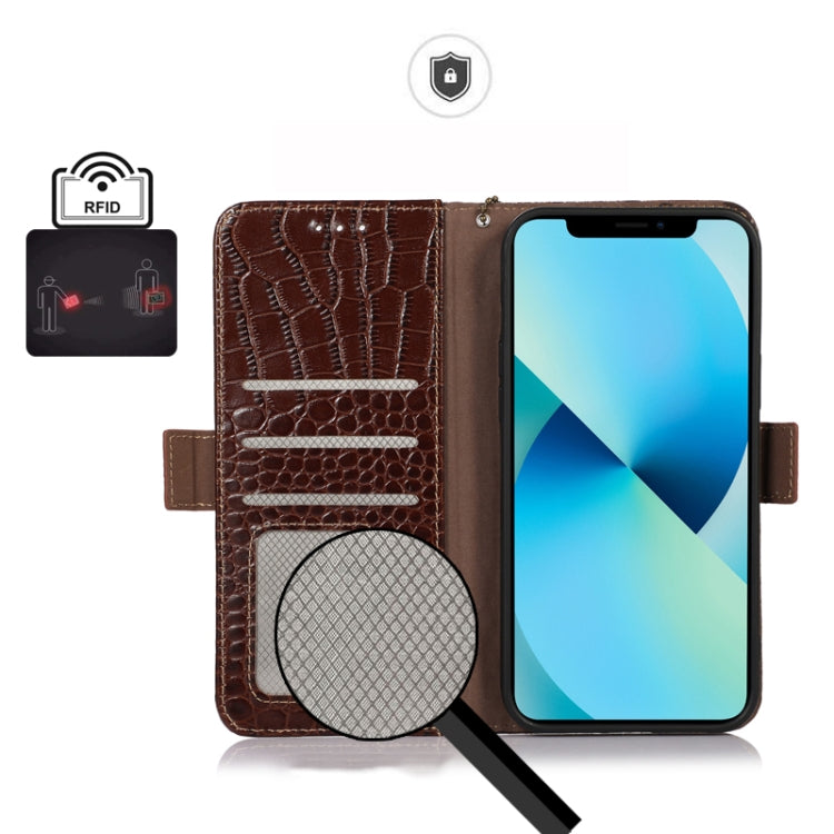 For Honor 80 SE Crocodile Top Layer Cowhide Leather Phone Case(Brown)