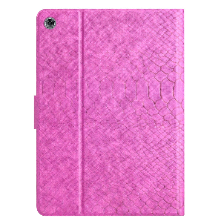 For Huawei MediaPad M5 lite 10.1 Solid Color Crocodile Texture Leather Smart Tablet Case(Rose Red)