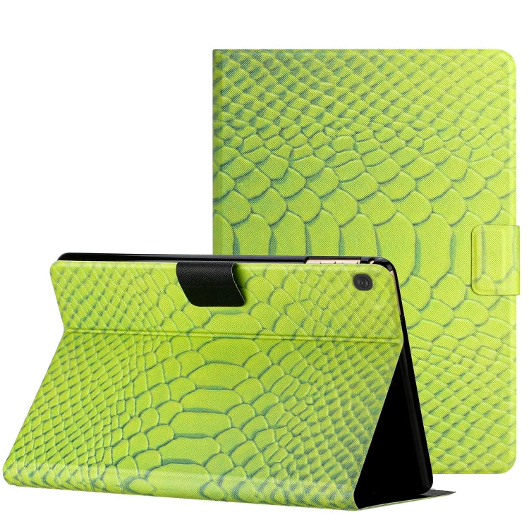 For Lenovo Tab M10 Solid Color Crocodile Texture Leather Smart Tablet Case(Green)