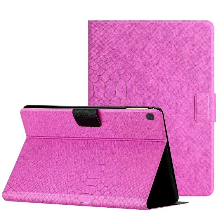 For Lenovo Tab M10 Solid Color Crocodile Texture Leather Smart Tablet Case(Rose Red)