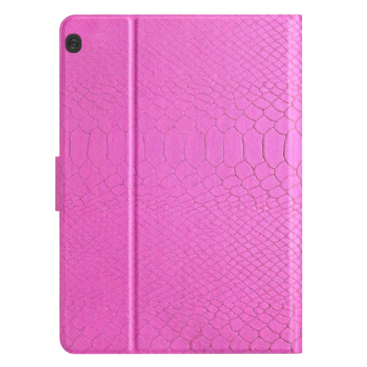 For Lenovo Tab M10 Solid Color Crocodile Texture Leather Smart Tablet Case(Rose Red)