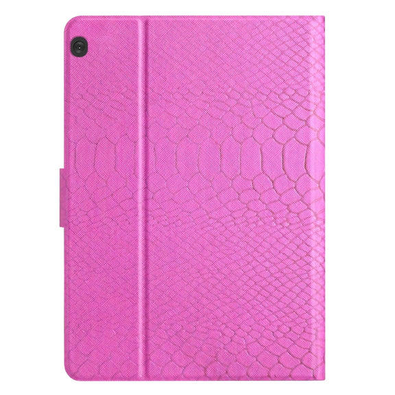 For Lenovo Tab M10 Solid Color Crocodile Texture Leather Smart Tablet Case(Rose Red)