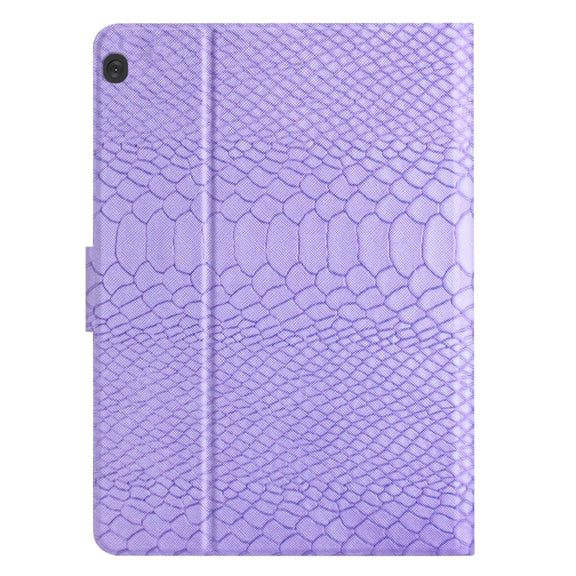 For Lenovo Tab M10 Solid Color Crocodile Texture Leather Smart Tablet Case(Purple)